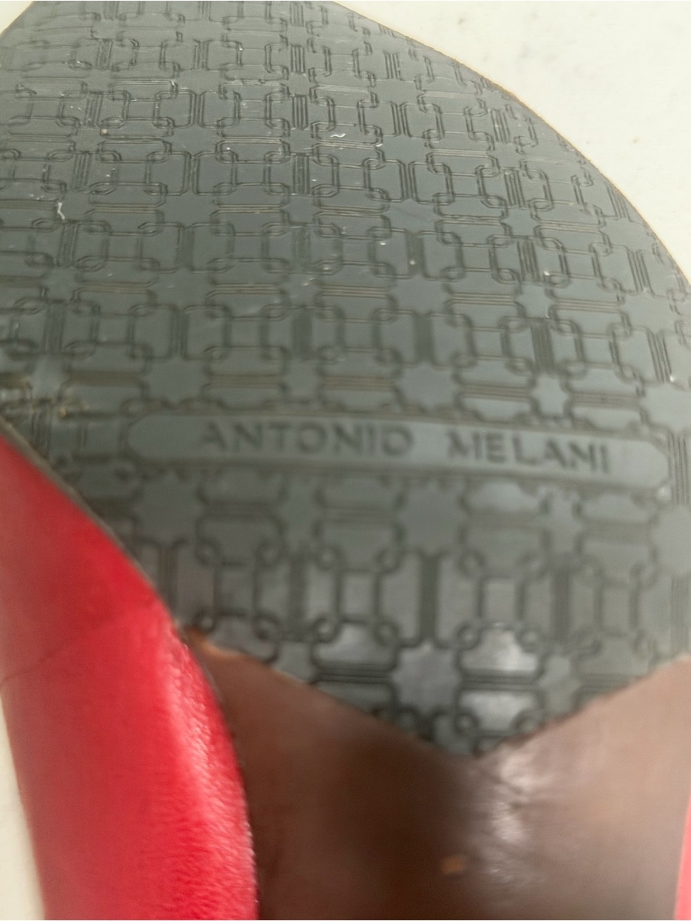 Red shoes  “Antonio Melani” , Red leather  Peep Toe Pumps, Women’s Size 7.5M. - Picture 5 of 8